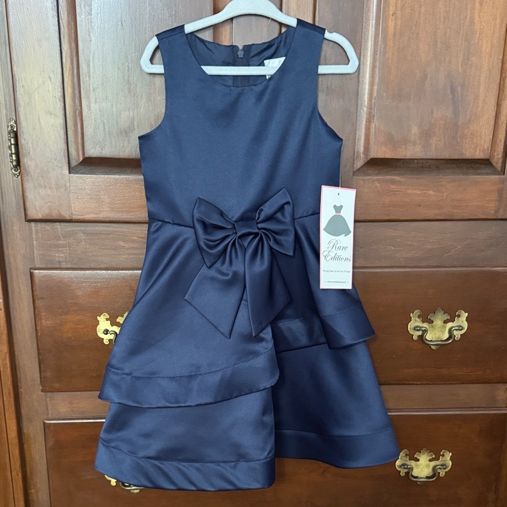 NWT Rare Editions Navy Blue Formal Kids Dress
